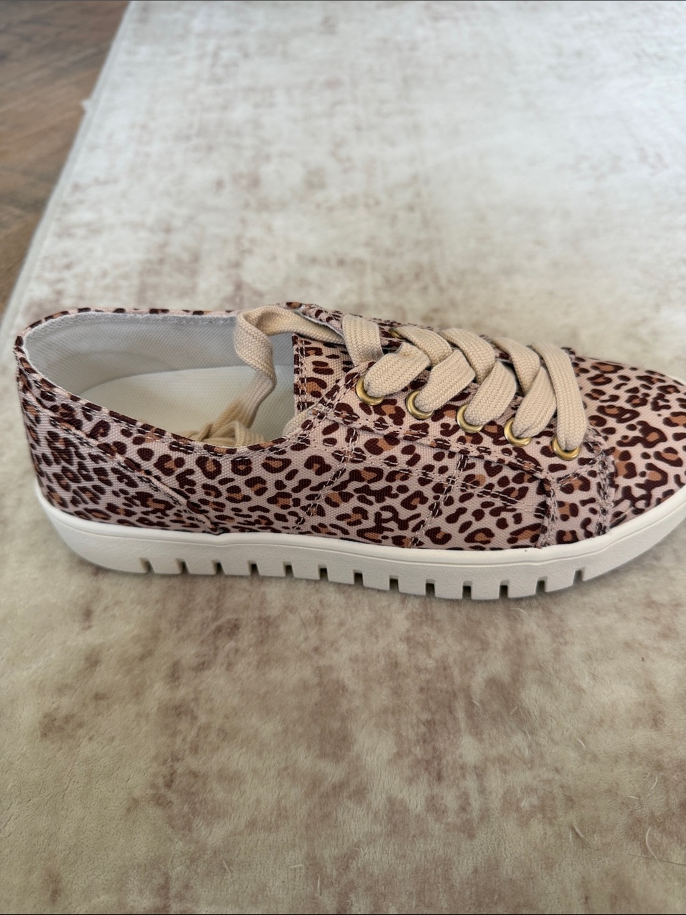 Kensie Leopard Print Pink Tan Sneakers